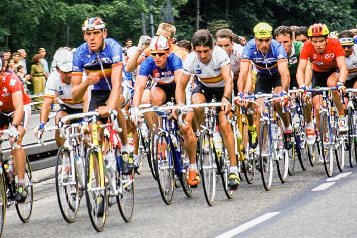 v.l. Marino Lejaretta (ESP), Viatcheslav Ekimov (RUS), Herren Profi Rennen, Strasse WM Stuttgart, 1991