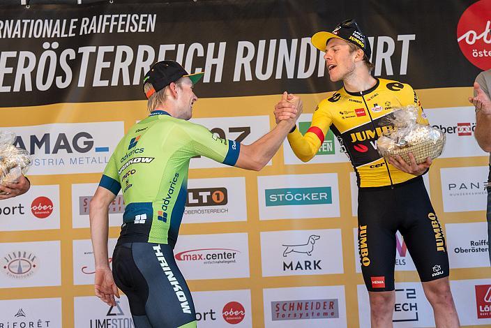 Etappen und Gesamtsieger Rainer Kepplinger (AUT, Hrinkow Advarics) mit Johannes Staune-Mittet (NOR, Team Jumbo-Visma), St.Florian, Asten - Resort Hinterstoder, Höss, Int. Raiffeisen Oberösterreich Rundfahrt UCI Kat. 2.2
