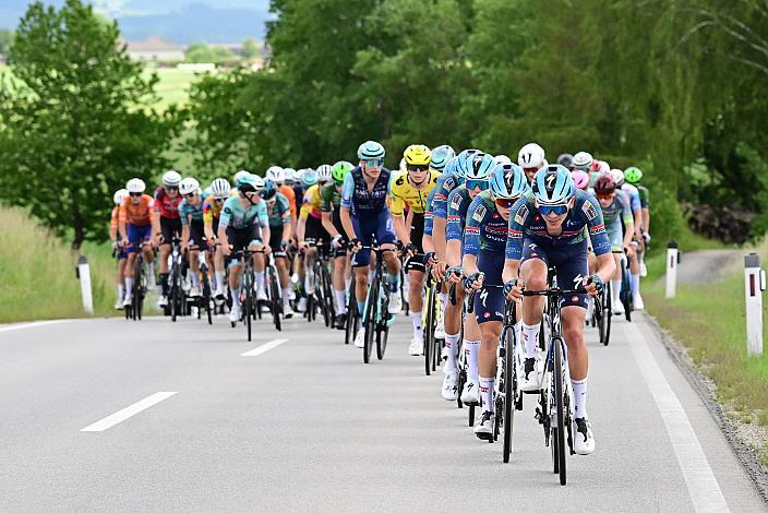 Das Soudal - Quickstep Devo Team  führt das Peloton, unterwegs im Mühlviertel 4. Etappe Aigen - Schlägl - Aigen - Schlägl, 16. Int. Oberösterreich Rundfahrt