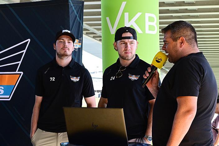 Trenton Bliss (Steinbach Black Wings), Kyle Topping (Steinbach Black Wings Linz) Die Steinbach Black Wings Linz,  TeamPräsentation,  Steinbach Black Wings Linz