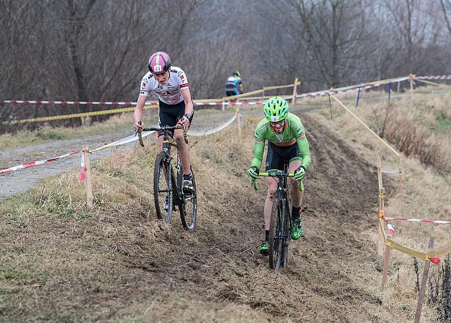 07.01.2018, St. Pölten, AUT, Rad Querfeldein Staatsmeisterschaft Elite Herren, 2018, St. Pölten, Niederösterreich, im Bild Moran Vermeulen (AUT, Tirol Cycling Team), Andreas Hofer (AUT, Hrinkow Advarics Cycleang Team) //  during cycling cro