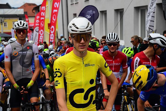 Im Gelben Trikot des Gesamtführenden Jasper Verbrugge (BEL, Acrog-Tormans), 50. OÖ Junioren Rundfahrt, 2. Etappe Sarleinsbach - Sarleinsbach
