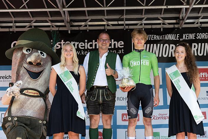 Der Gesamtsieger der Punktewertung im Grünen Trikot Frank Aron Ragilo (EST, Cannibal Team), Bad Wimsbach - Strass im Attergau, Int. "Keine Sorgen" Junioren Rundfahrt UCI Kat. 2.1 MJ
