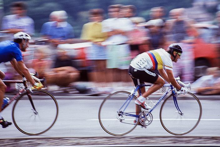 v.l. William Palacio (COL), Herren Profi Rennen, Strasse WM Stuttgart, 1991