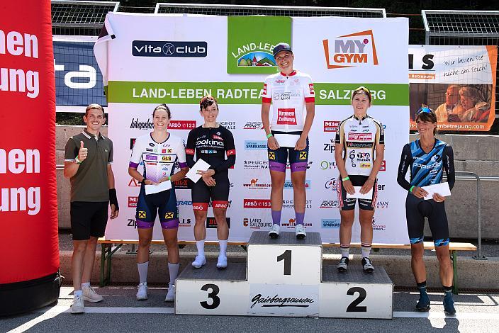 v.l. Gregor Mühlberger (AUT, Moviestar Team), Elisabeth Kappaurer (AUT, Union Raiffeisen Radteam Tirol),  3. Platz Manuela Hartl (GER, Team Cookina ARBÖ ASKÖ Graz RLM Stmk), Siegerin Gabriela Erharter (AUT, Union Raiffeisen Radteam Tirol), Nadja Heigl (AUT, Servetto - Makhymo - Beltrami TSA), Barbara Mayer (AUT, RC ARBÖ SK Voest), MYGYM Master Race am Salzburg Ring, Zeitfahren, ÖRV RadLiga, Radsport, Radliga, ÖRV, Damen Elite,