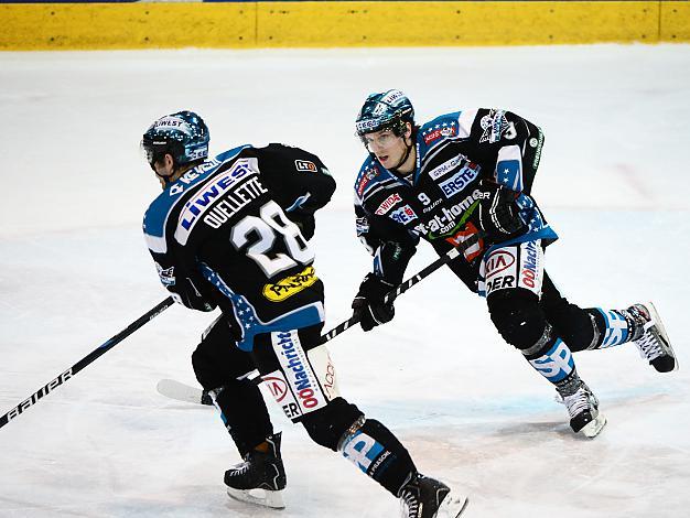#28 Mike Ouellette, #9 Danny Irmen, Linz, EHC Liwest Black Wings Linz vs KHL Medvescak Zagreb, Zwischenrunde
