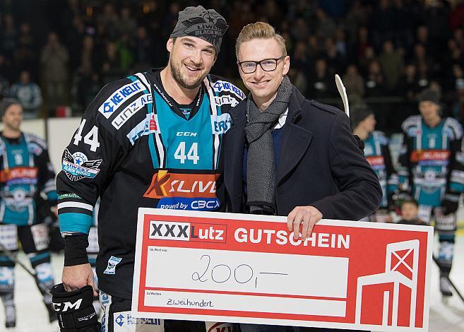 Shane O Brian (EHC Liwest Black Wings Linz) Spieler des Abends, EHC Liwest Black Wings Linz vs Dornbirn Bulldogs