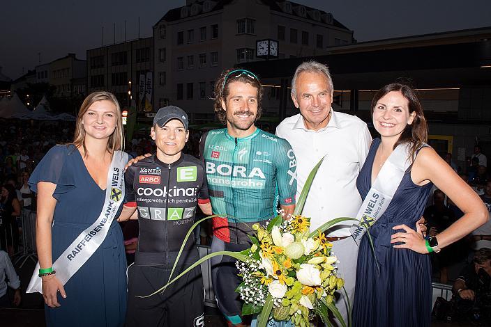 Sieger/in,  Veronika Windisch (AUT, Team Cookina ARBÖ ASKÖ Graz RLM Stmk), Marco Haller (AUT, Bora - Hansgrohe), Radsport Wels Innenstadtkriterium