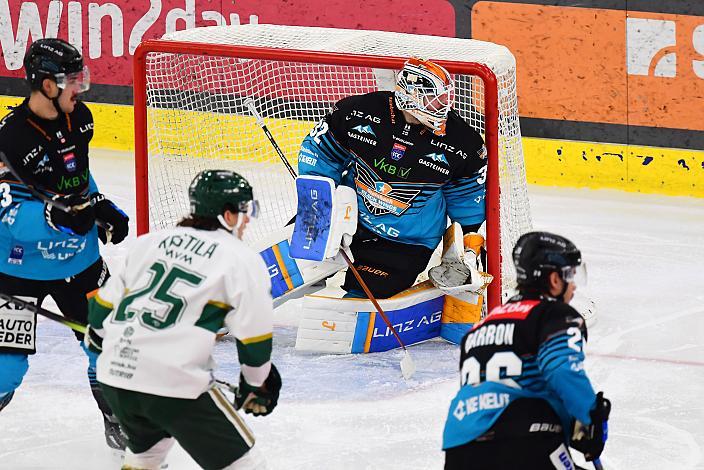 Tormann Rasmus Tirronen (Steinbach Black Wings Linz), 17. Runde ICE, Steinbach Black Wings Linz vs Team Ferencvarosi Torna Club FTC-Telekom (HUN), Linz AG Eisarena 