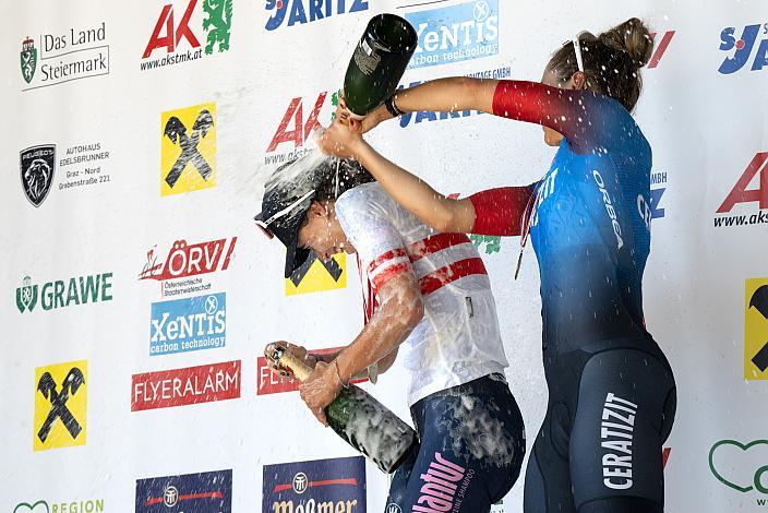 Siegerin und Strassenstaatsmeisterin Christina Schweinberger (AUT, Plantur-Pura), Kathrin Schweinberger (AUT, CERATIZIT - WNT Pro Cycling Team), Frauen Elite, U23, Österreichische Meisterschaft Strasse, ÖSTM Gratwein-Straßengel