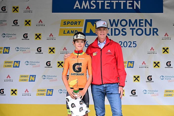 Im Gelben Trikot der Kids Tour Georg Wartlsteiner (AUT, LRV Tirol / OOE), Rad 2 Etappe Sportland NOE Kids Tour