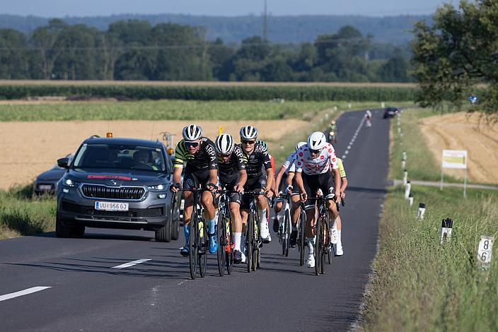 Die Ausreisser mit 3. Platz Benjamin Eckerstorfer (AUT, Team Österreich), Viggo Moore (USA, Lux/CTS p/b Specialized) Etappensieger, 2. Platz Frank Aron Ragilo (EST, Cannibal Team), 1B Etappe Int. "Keine Sorgen" Junioren Rundfahrt UCI Kat. 2.1 MJ