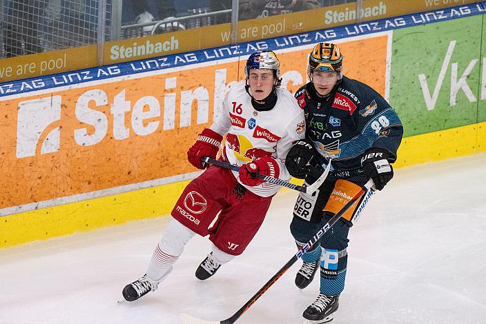 Luca Auer (EC Red Bull Salzburg), Marco Brucker (Steinbach Black Wings Linz) Steinbach Black Wings Linz vs EC Red Bull Salzburg, Linz AG Eisarena 