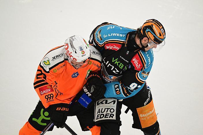 Kevin Roy (Moser Medical Graz 99ers), Luka Maver (Steinbach Black Wings Linz) Win2Day ICE Hockey League,  5. Viertelfinale, Steinbach Black Wings Linz vs Moser Medical Graz 99ers,  Linz AG Eisarena 