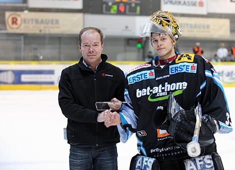 Lorenz Hirn Liwest Black Wings Linz vs. HK Acroni Jesenice, Spieler des Abends gegen Jesenice 