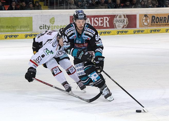 Corey Locke (EHC Liwest Black Wings Linz) und Radim Matus (HC Orli Znojmo) EHC Liwest Black Wings Linz vs HC Orli Znojmo