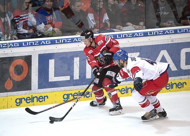 StÃ¼rmer Stefan Gaffal (AUT), Michal Jordan (CZE) AUT-CZE, Testspiel,   Eishockey Nationalteam Linz