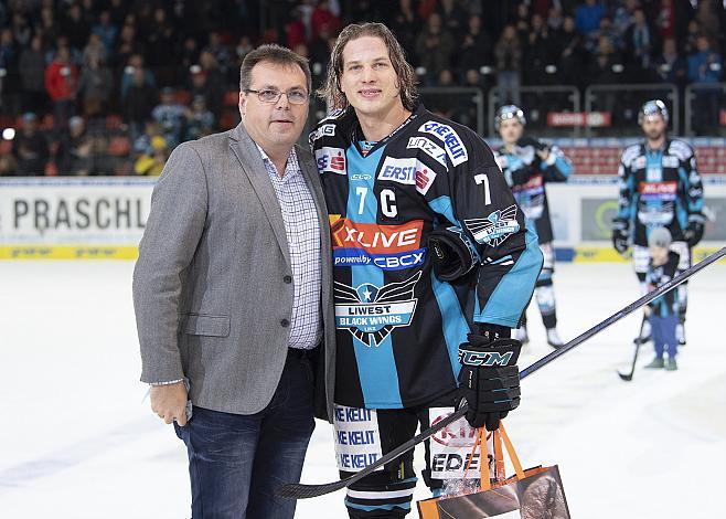Brian Lebler (EHC Liwest Black Wings Linz) Spieler des Abends  EHC Liwest Black Wings Linz vs EC Red Bull Salzburg