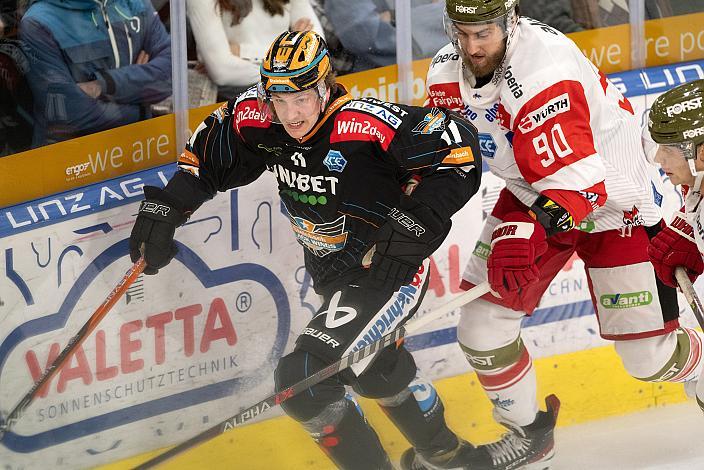 Brodi Stuart (Steinbach Black Wings Linz), Dylan DiPerna (HCB Suedtirol Alperia), Steinbach Black Wings Linz vs HCB Suedtirol Alperia, 15. Runde ICE Hockey League, Steinbach Black Wings Linz, Linz AG Eisarena 