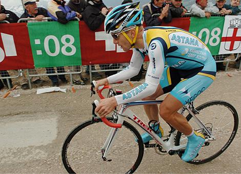 Levi Leipheimer, USA, Team Astana, in der Schlussrampe am Kronplatz, Suedtirol.