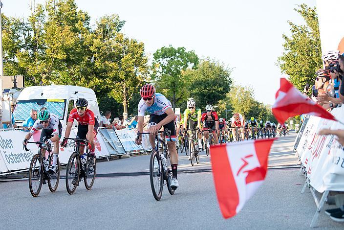 v.l. Alexander Hajek (AUT, Team Auto Eder), Leo Kerschbaum (AUT, Team Österreich), Niels Michotte (LUX, Team Luxenburg), 46. Int. Keine Sorgen,  Junioren Rundfahrt UCI Kat. MJ 2.1, 1. Etappe Haid/Ansfelden - Marchtrenk