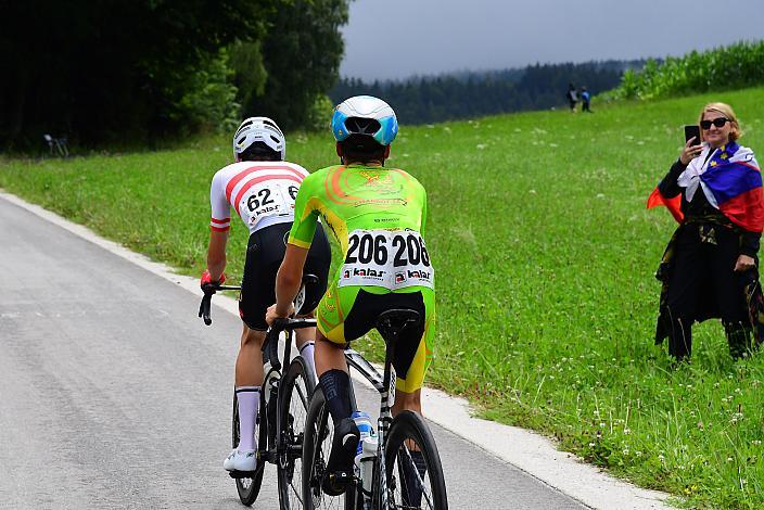 Bester Österreicher Michael Hettegger (AUT, LRV Oberösterreich), Enzo Lesueur  (FRA, Racing U19, PTC) 50. OÖ Junioren Rundfahrt, 3. Etappe Bad Wimsbach Strass im Attergau