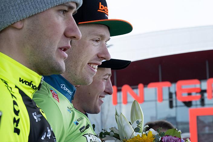 Matthias Reutimann (SUI, Team Vorarlberg), Rainer Kepplinger (AUT, Hrinkow Advarics), Florian Kierner (Team Felbermayr Simplon Wels), Herren Elite, U23, Radliga, 60. Raika Kirschbluetenrennen, Wels, Oberösterreich