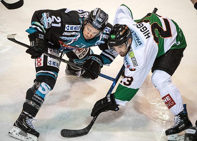 Philipp Lukas (EHC Liwest Black Wings Linz) und Brock Hicks (Moser Medical Graz 99ers),  EHC Liwest Black Wings Linz vs Moser Medical Graz 99ers