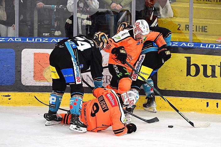 Nico Feldner (Steinbach Black Wings Linz), Jimmy Oligny (Moser Medical Graz 99ers), Michael Schiechl (Moser Medical Graz 99ers), Win2Day ICE Hockey League,  3. Viertelfinale, Steinbach Black Wings Linz vs Moser Medical Graz 99ers,  Linz AG Eisarena 