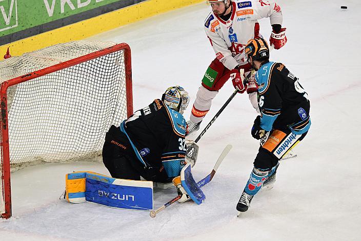 Tormann Rasmus Tirronen (Steinbach Black Wings Linz), Mathias From (EC KAC) Semifinale 6, Win2Day ICE Hockey League, 2. Semifinale, Steinbach Black Wings Linz vs EC KAC,  Linz AG Eisarena 