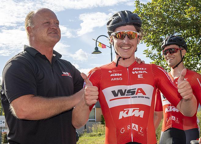 v.l. Christoph Resl (AUT, WSA KTM Graz) Staatsmeister Valentin Götzinger (AUT, Team WSA Graz ARBOE) ÖSTM Strasse Mattersburg, Österreichische Staatsmeisterschaft U23, Elite Damen und Herren