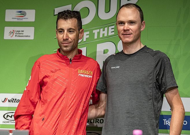 v.l. Vincenzo Nibali (ITA, Bahrain Merida Pro Cycling Team), Christopher Froome (GBR, Team Sky)