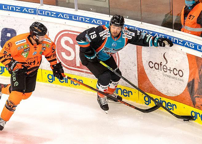 Andrew Kozek (Black Wings 1992), Tony Cameransi (Graz 99ers) Black Wings Linz vs Graz 99ers, Eishockey, Bet at Home ICE Hockey League