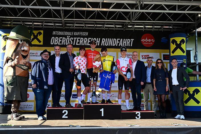 Marco Schrettl (AUT, Tirol KTM Cycling Team), Josef Dirnbauer (AUT, Cycling Team Schwingshandl), Im gelben Trikot des Gesamtführenden Lorenzo Galimberti (ITA, Petrolike) 2. Etappe Eferding - Ried im Innkreis, 15. Int. Raiffeisen OÖ-Radrundfahrt UCI Kat. 2.2