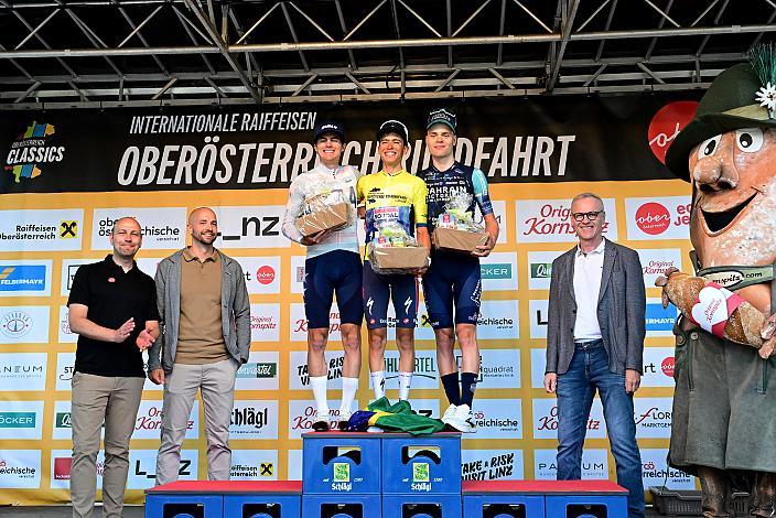 Podest Gesamt 2. Platz Jan Michal Jackowiak (POL, Bahrain Victorious Development Team), Etappensieger Dominik Röber (GER, Team Vorarlberg), 3. Platz Kasper Borremans (FIN, Bahrain Victorious Development Team)  4. Etappe Aigen - Schlägl Aigen - Schlägl, Oberösterreich Rundfahrt