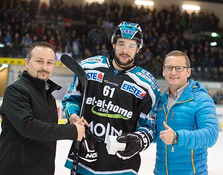 Spieler des Abends Patrick Spannring (EHC Liwest Black Wings Linz), EHC Liwest Black Wings Linz vs UPC Vienna Capitals