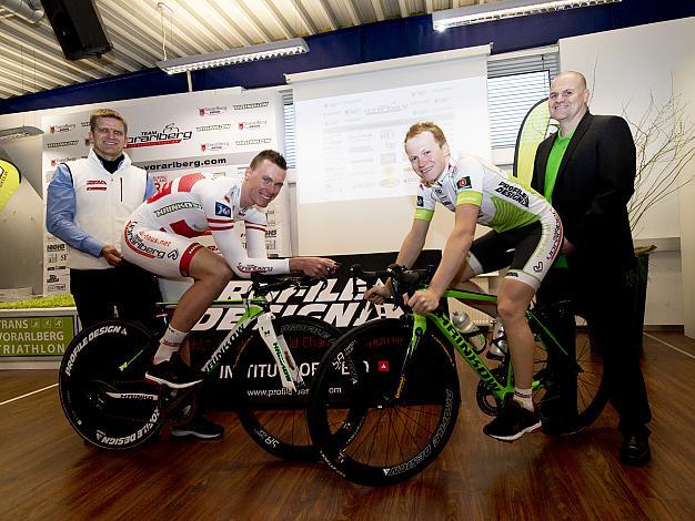 Andreas Hofer und Dominik Hrinkow, mit Ausruester Thorsten Frahm, Profile und Alexander Hrinkow, Hrinkow Bikes 