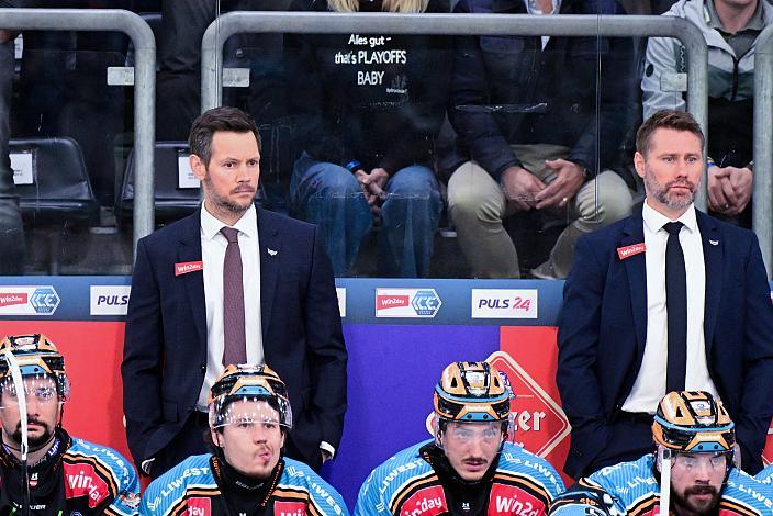 Head Coach Philipp Lukas (Steinbach Black Wings Linz) Assistent Coach Matej Hocevar (Steinbach Black Wings Linz) Semifinale 2, Win2Day ICE Hockey League, 2. Semifinale, Steinbach Black Wings Linz vs EC KAC,  Linz AG Eisarena 