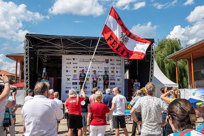 Podest Herren, v.l. Patrick Gamper (AUT, Bora - Hansgrohe), Sieger Felix Grossschartner (AUT, Bora - Hansgrohe), 3. Platz Lukas Pöstlberger (AUT, Bora - Hansgrohe) Herren Elite, U23, Österreichische Meisterschaft Strasse, ÖSTM Gratwein-Straßengel