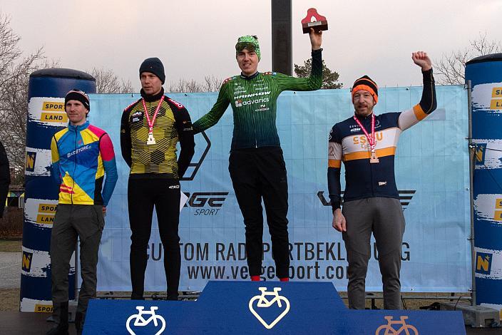 Podest Cycling Austria Cyclocross Cup, Herren 4. Platz  Philipp Heigl (AUT, Team Bikestore),  2. Platz Fabian Lung (AUT, ARBÖ MiKo PV ON Fahrrad), Gesamtsieger Jakob Reiter (AUT, Hrinkow Advarics), 3. Platz Cristoph Soukup (AUT, C-Sou Cycling Team), ad Cyclo Cross, ÖSTM/ÖM Querfeldein, Ciclo Cross, Cycling Austria, Maria Enzersdorf, NÖ