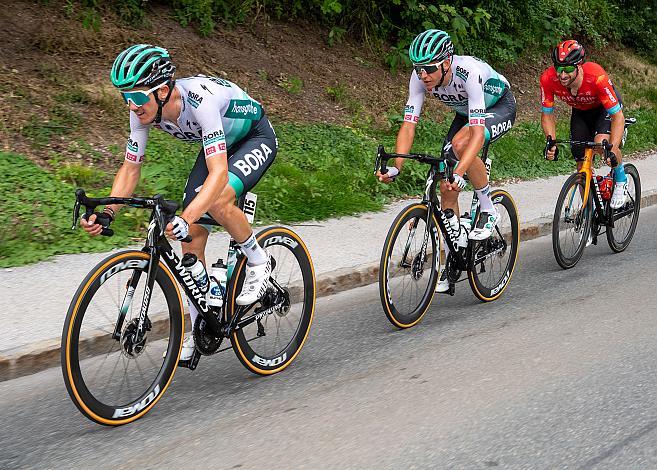 v.l. Staatsmeister Patrick Konrad (AUT, Bora - Hansgrohe), Patrick Gamper (AUT, Bora - Hansgrohe), Marco Haller (AUT, Bahrain - Victorious) Elite Herren, Österreichische Meisterschaft Strassenrennen, Kufstein, Tirol 
