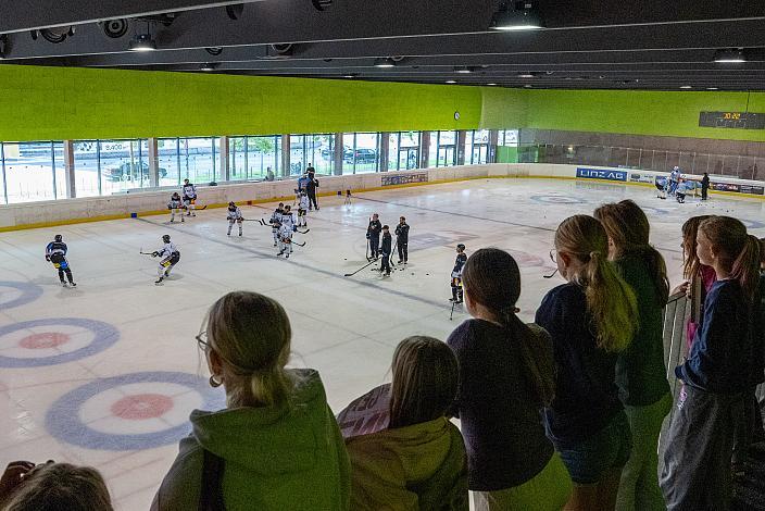 Head Coach Philipp Lukas (Steinbach Black Wings Linz) leitet das Eistraining, (Steinbach Black Wings Linz) Erstes Eistraining, Steinbach Black Wings Linz , Linz AG Eisarena