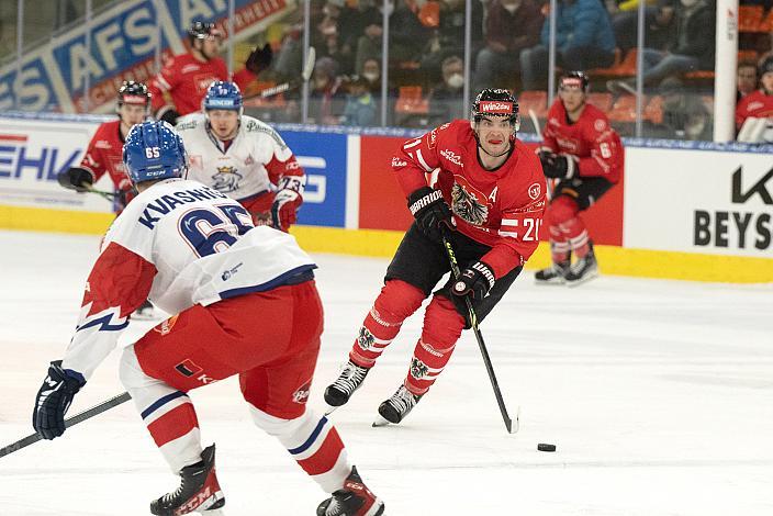 Stürmer Lukas Haudum (AUT), David Kvasnicka (CZE) Österreich vs Tschechische Republik, Eishockey Nationalteam, Testspiel Linz, Oberösterreich 