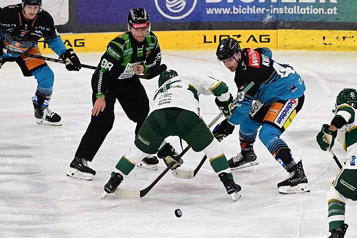 Aku Kestilä (FTC-Telekom), Graham Knott (Steinbach Black Wings Linz), 45. Runde ICE, Steinbach Black Wings Linz vs FTC-Telekom, Linz AG Eisarena 