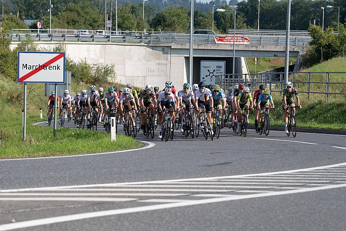 Das Feld bei Marchtrenk 46. Int. Keine Sorgen,  Junioren Rundfahrt UCI Kat. MJ 2.1, 1. Etappe Haid/Ansfelden - Marchtrenk