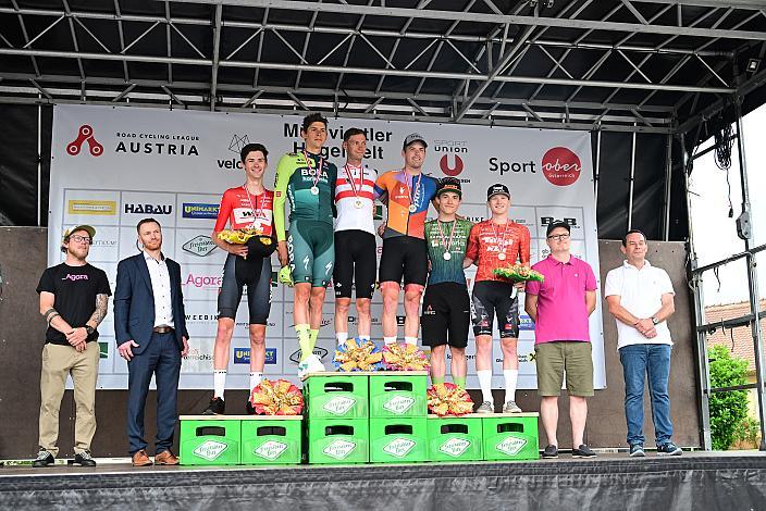 Podest Herren Elite und U23, v.l. Philipp Hofbauer (AUT, WSA KTM Graz pb Leomo), Patrick Gamper (AUT, Bora - Hansgrohe), Staatsmeister Zeitfahren Felix Grossschartner (AUT, UAE Team Emirates), 3. Platz  Johannes Hirschbichler (AUT, RC Steirisches Salzkammergut), Adrian Stieger (AUT, Hrinkow Advarics), Sebastian Putz (AUT, Tirol KTM Cycling Team),
