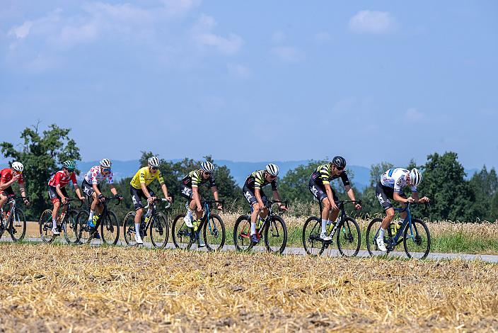 Benjamin Eckerstorfer (AUT, Team Österreich), Artem Shmidt (USA, Cannibal Team), Im Gelben Trikot des Gesamtführenden Frank Aron Ragilo (EST, Cannibal Team), Bad Wimsbach - Strass im Attergau, Int. "Keine Sorgen" Junioren Rundfahrt UCI Kat. 2.1 MJ