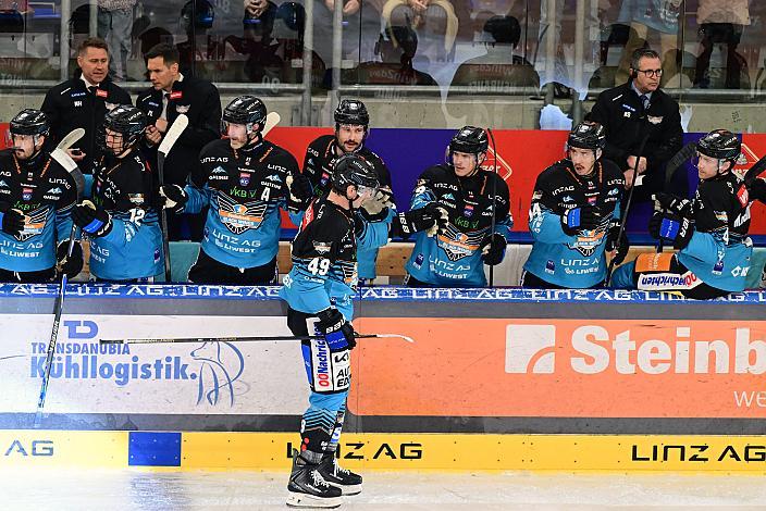 Graham Knott (Steinbach Black Wings Linz) trifft zum 2 zu 0, 22. Runde ICE, Steinbach Black Wings Linz vs HK Olimpija Ljubljana, Linz AG Eisarena