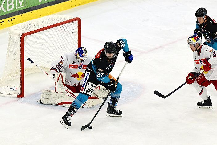 Shawn St.Amant (Steinbach Black Wings Linz), Tormann David Kickert (EC Red Bull Salzburg), Brian Lebler (Steinbach Black Wings Linz), . Runde ICE, Steinbach Black Wings Linz vs EC Red Bull Salzburg, Linz AG Eisarena 