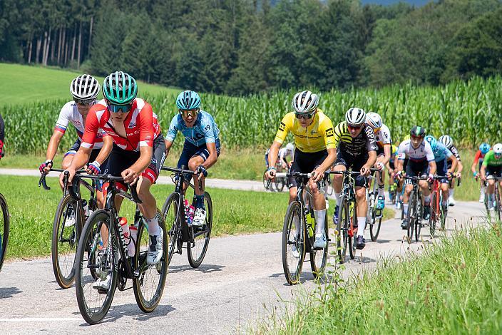 Benjamin Eckerstorfer (AUT, Team Österreich), Im Gelben Trikot des Gesamtführenden Frank Aron Ragilo (EST, Cannibal Team), Bad Wimsbach - Strass im Attergau, Int. "Keine Sorgen" Junioren Rundfahrt UCI Kat. 2.1 MJ
